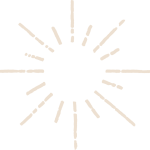 Minimalist starburst icon on a dark green background, symbolizing light, energy, and holistic wellness inspiration.